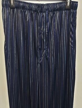 MENS BASIC EDITIONS SLEEP WEAR BLUE PIN STRIPE PAJAMA PANTS LARGE